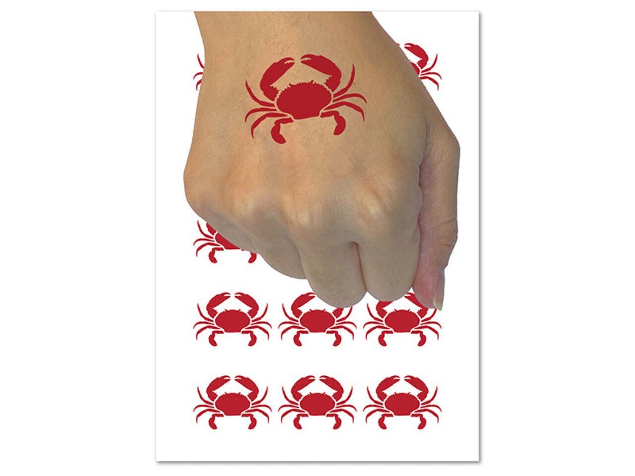 Crab Beach Ocean Temporary Tattoo Water Resistant Fake Body Art Set Collection (1 Sheet)